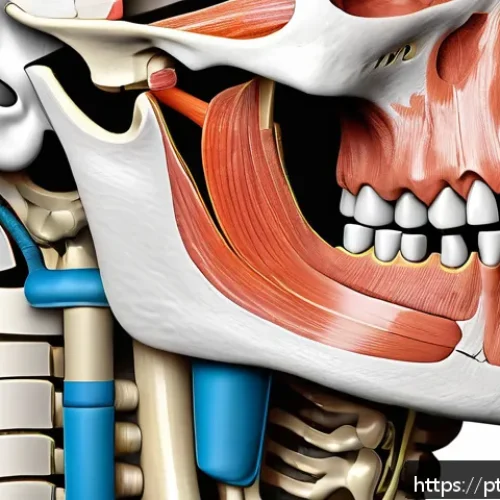 Home 30 턱관절 장애와 교정 치료의 관계 - A detailed medical illustration of the temporomandibular joint (TMJ) showing the anatomy of the jaw,...